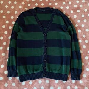 Brandy Melville Green and navy Striped Cardigan